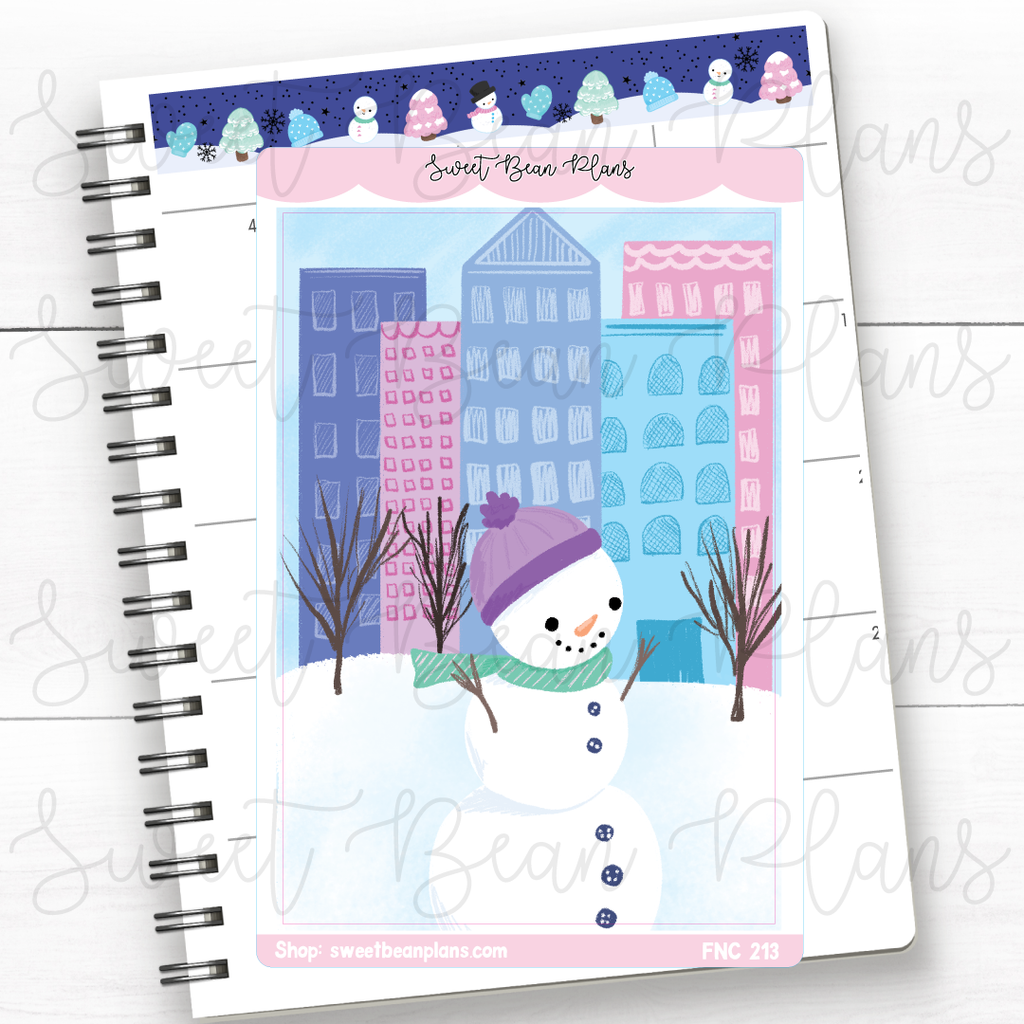 Winter Snowman Large Vinyl Planner Sticker | Fnc 213