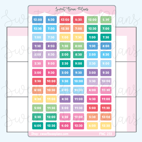 Colorful Time Stamp Vinyl Planner Stickers | Fnc 233