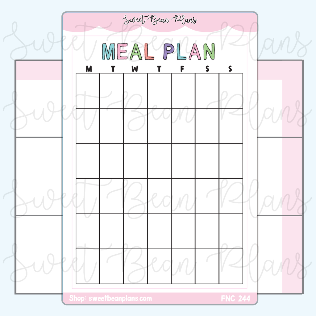 Monthly Meal Planner Large Vinyl Planner Sticker | Fnc 244