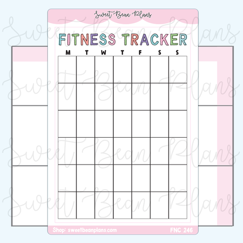 Monthly Fitness Tracker Large Vinyl Planner Sticker | Fnc 246