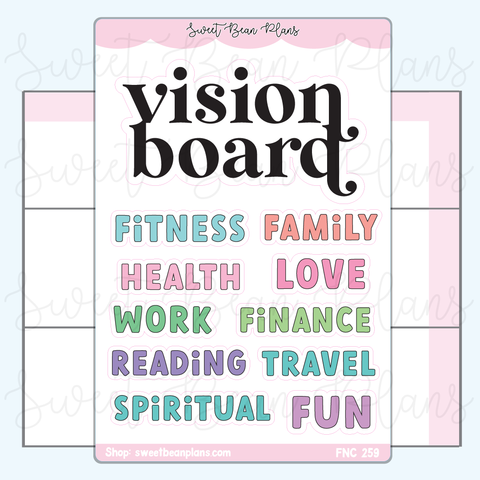Vision Board Categories Vinyl Planner Sticker | Fnc 259