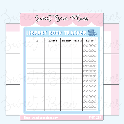 Library Book Tracker Medium Vinyl Planner Stickers | Fnc 265