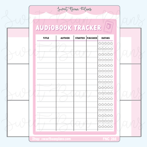 Audiobook Tracker Large Functional Vinyl Planner Sticker | Fnc 266
