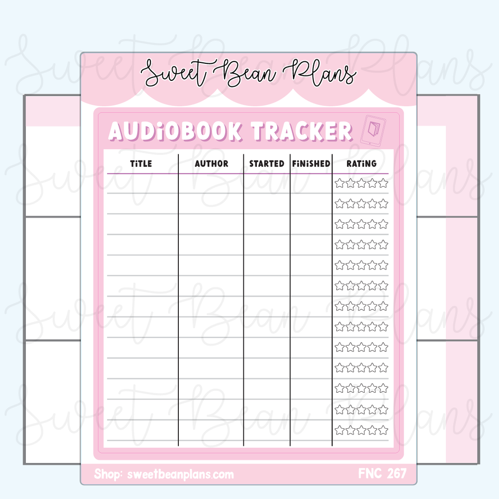 Audiobook Tracker Medium Vinyl Planner Stickers | Fnc 267