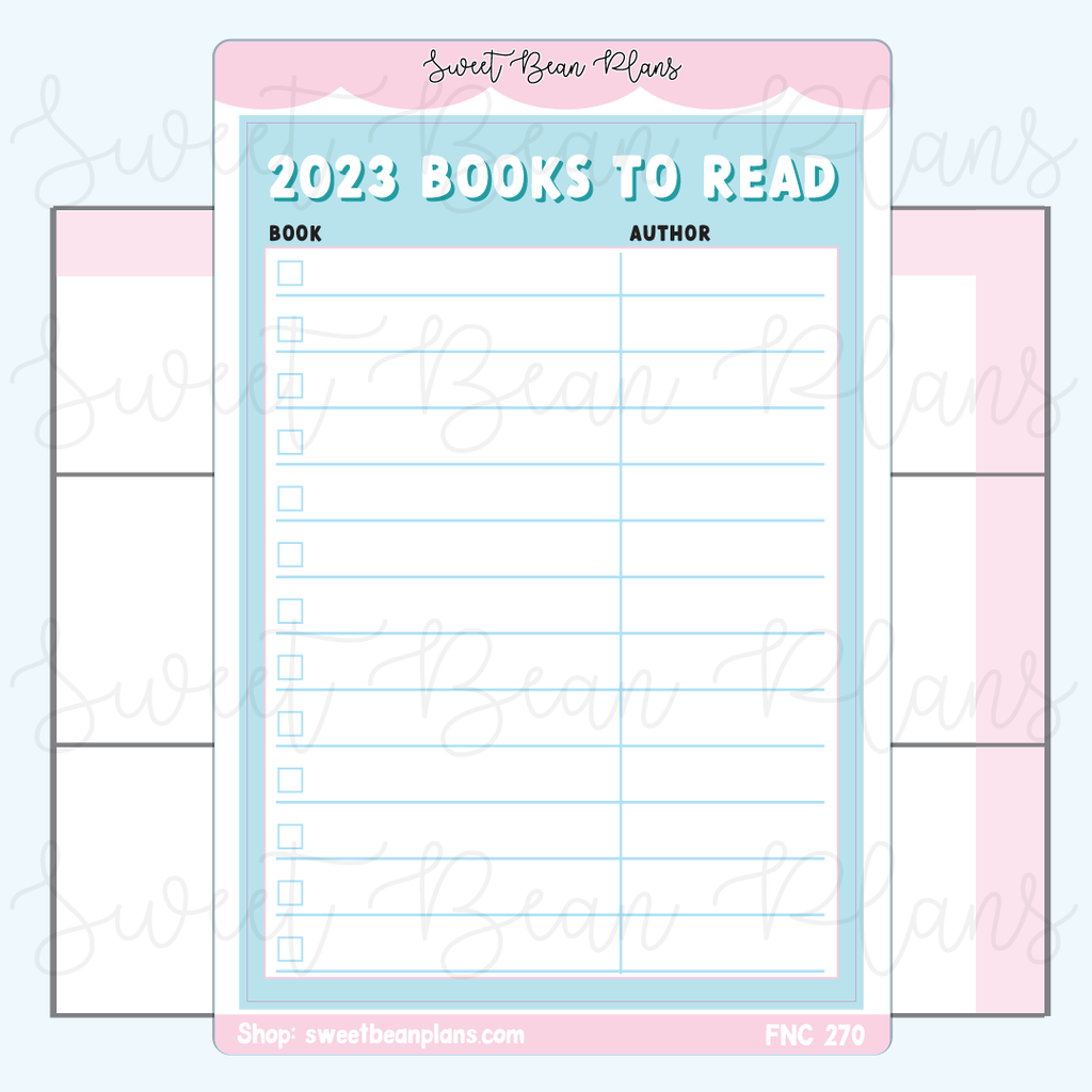 2023 Books to Read Large Functional Vinyl Planner Sticker | Fnc 270