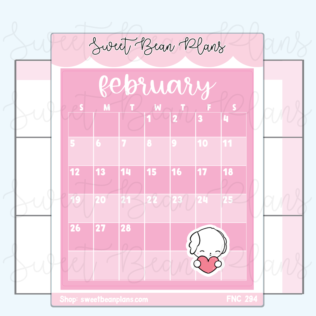 February Medium Calendar Vinyl Planner Stickers (2023)| Fnc 294