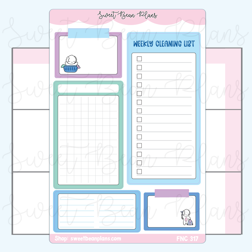 Weekly Cleaning Functional Vinyl Planner Sticker | Fnc 317