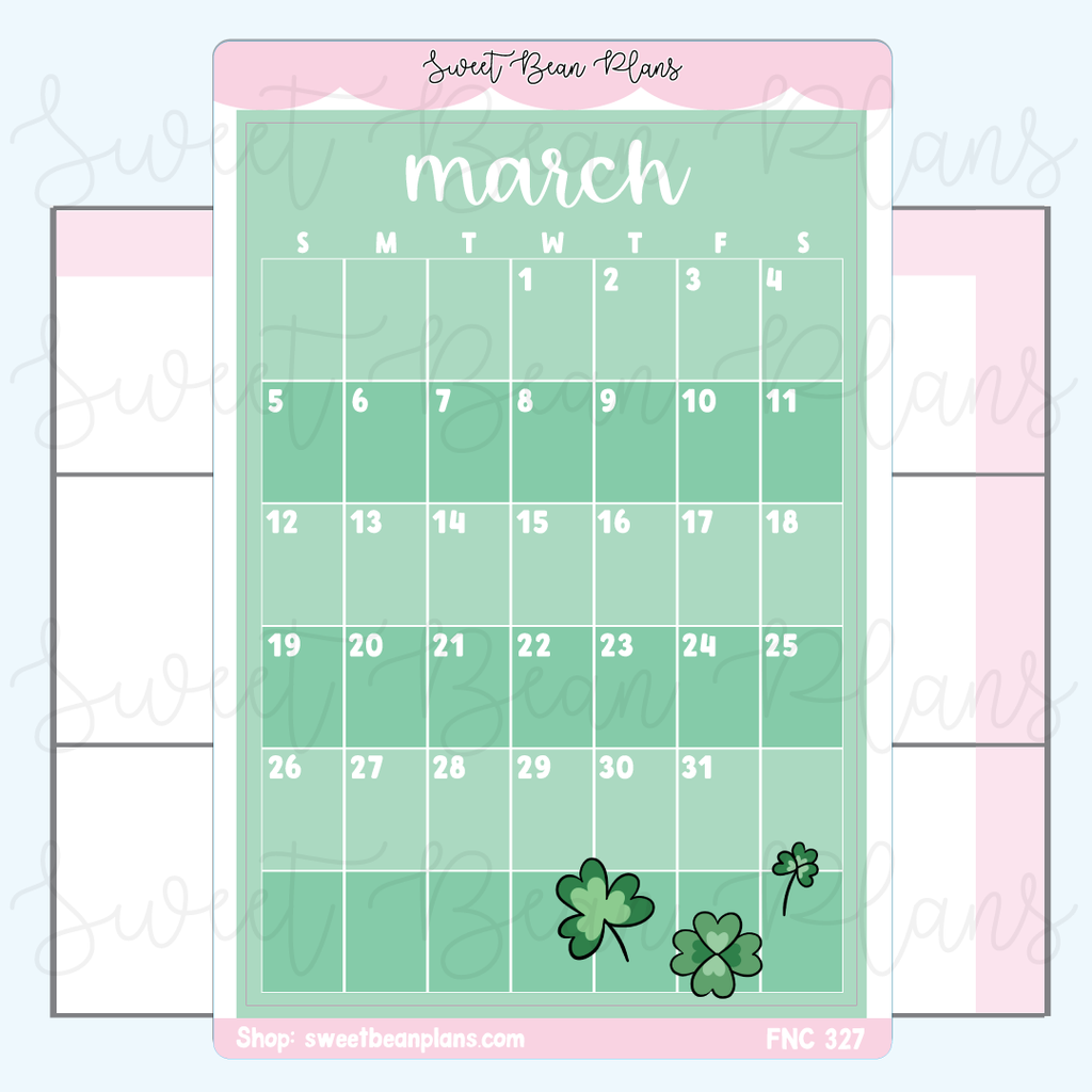 March Large Calendar Vinyl Planner Sticker | Fnc 327