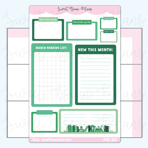 March Reading Large Functional Vinyl Planner Stickers  (2023)| Fnc 330