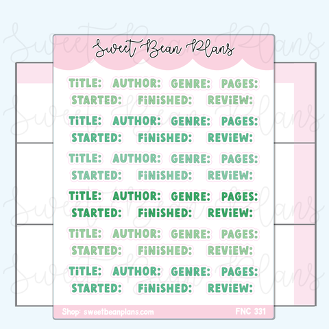 March Reading Words Vinyl Planner Stickers (2023)| Fnc 331