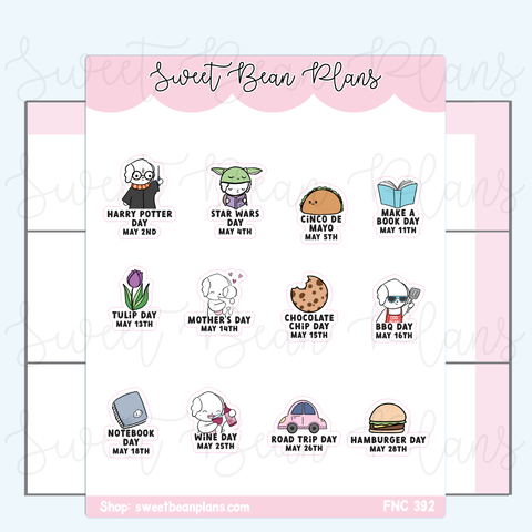 May 2023 Fun Holidays Vinyl Planner Stickers | Fnc 392