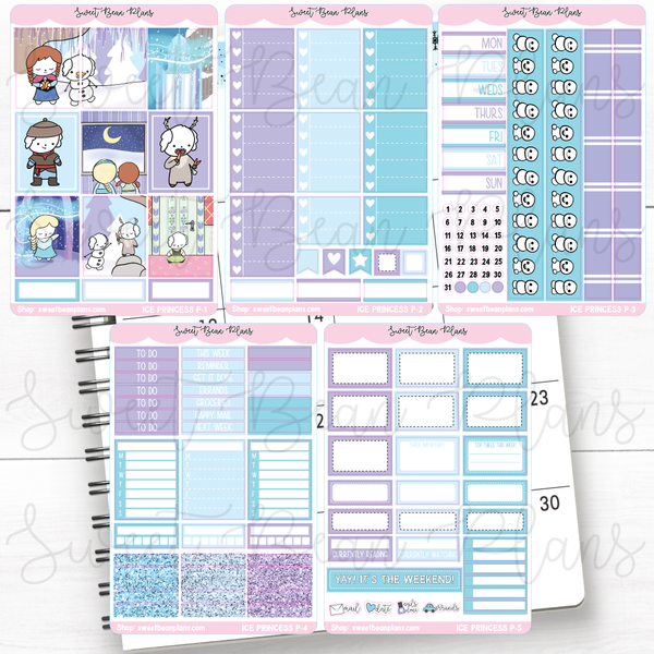 Ice Princess Bean Weekly Kit Vinyl Planner Stickers