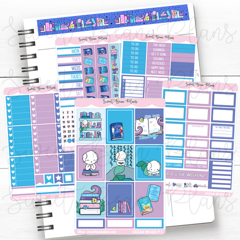 Ocean Reads Weekly Kit Vinyl Planner Stickers