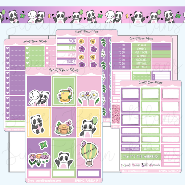 Spring Panda Weekly Kit Vinyl Planner Stickers
