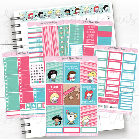 Peppermint Princess Weekly Kit Vinyl Planner Stickers