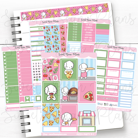 Pizza Party Weekly Kit Vinyl Planner Stickers