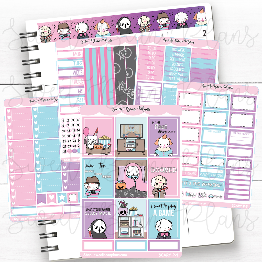 Scary Movie Beans Weekly Kit Vinyl Planner Stickers