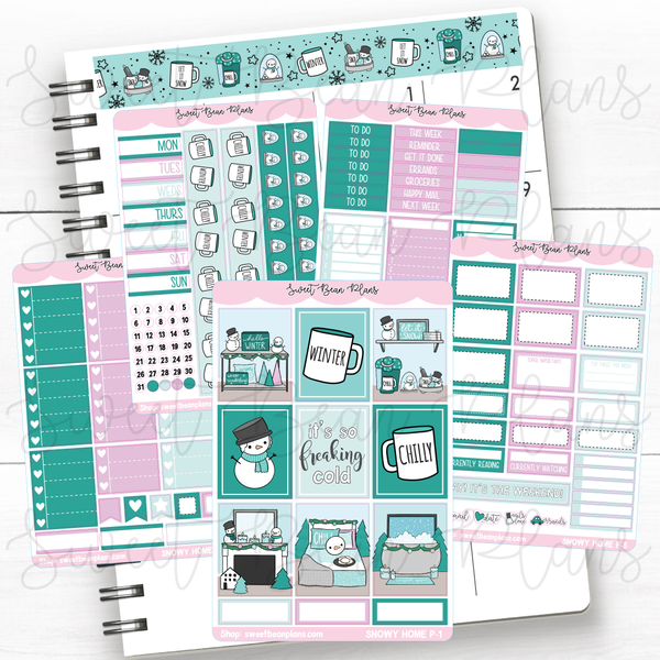 Snowy Home Weekly Kit Vinyl Planner Stickers
