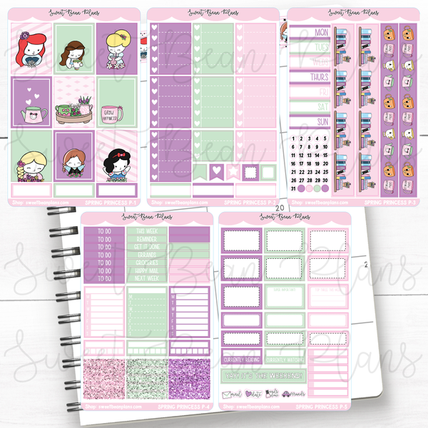 Spring Princesses Weekly Kit Vinyl Planner Stickers