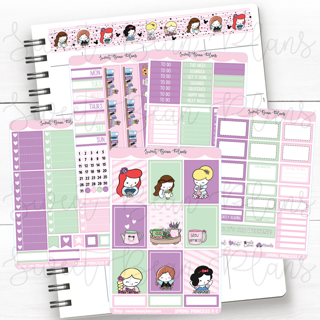 Spring Princesses Weekly Kit Vinyl Planner Stickers