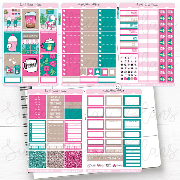 Tropical Cafe Kit Vinyl Planner Stickers
